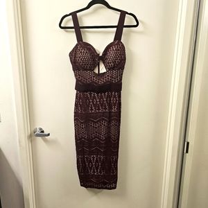 Maroon Lace Peep Hole Dress